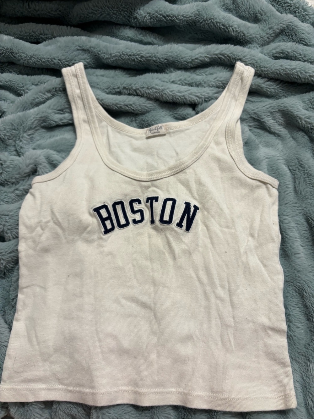 Brandy Melville Boston White Tank Tops